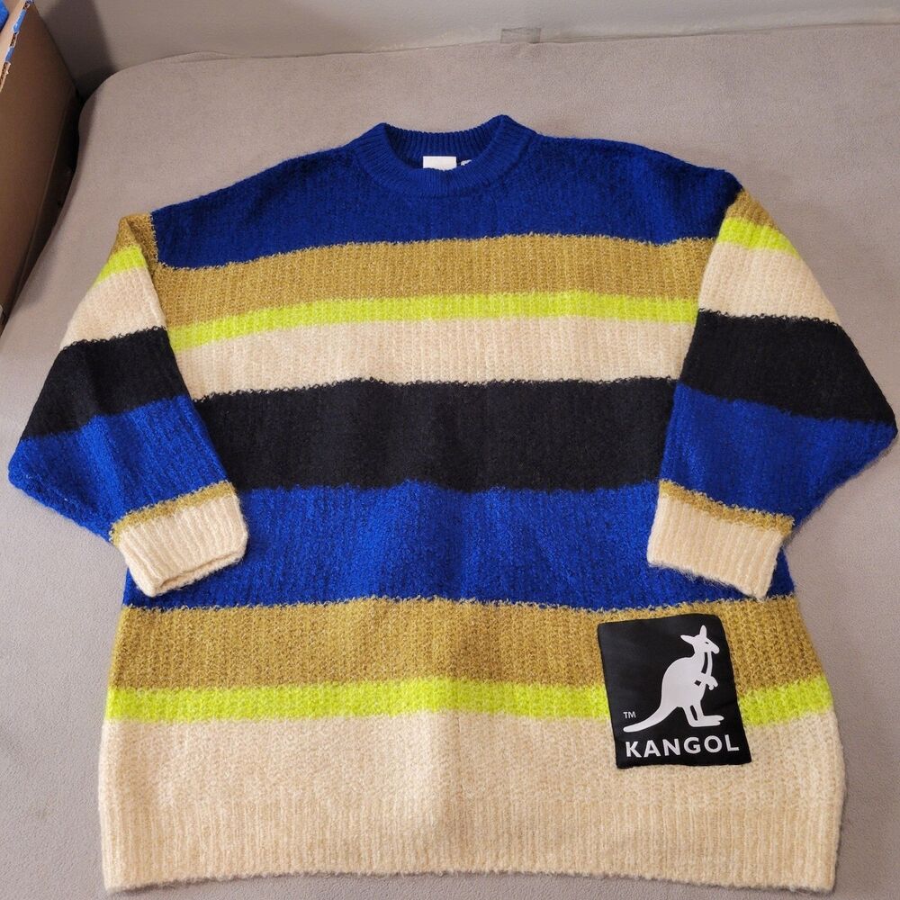 Kangol x H&M  Striped Chunky-Knit Crewneck Pullover Sweater Size S oversized